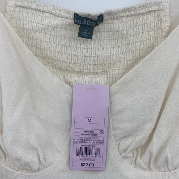 Wild Fable Off White Cropped Long Sleeve Lace Top Size Medium - Picture 6 of 9